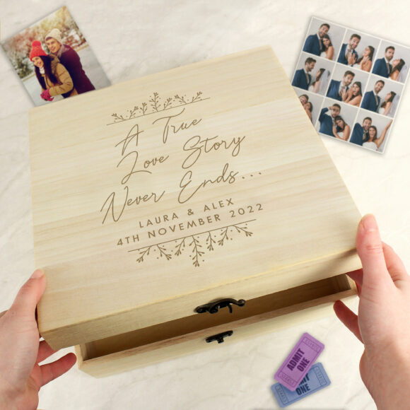 Personalised True Love Story Wooden Keepsake Box