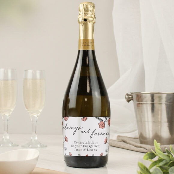 Personalised Floral Always and Forever Bottle of Prosecco