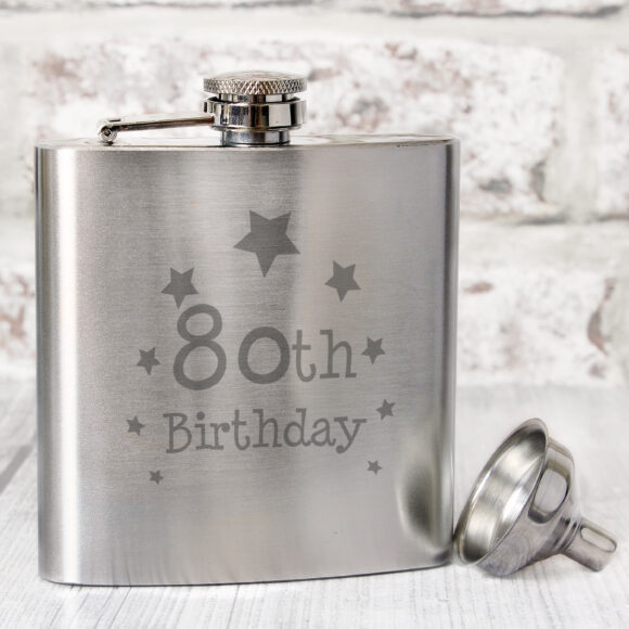 80th Birthday Hip Flask