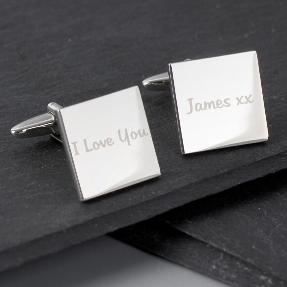 Personalised Any Message Square Cufflinks - 1 line