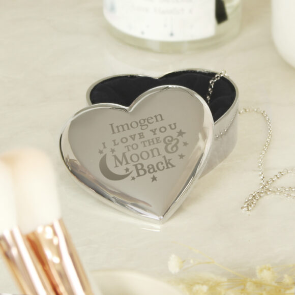 Personalised To the Moon and Back... Heart Trinket Box