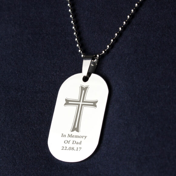 Personalised Cross Stainless Steel Dog Tag Necklace