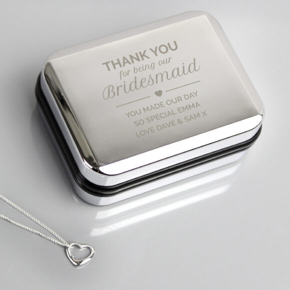 Personalised Bridesmaid Box and Sterling Silver Heart Necklace