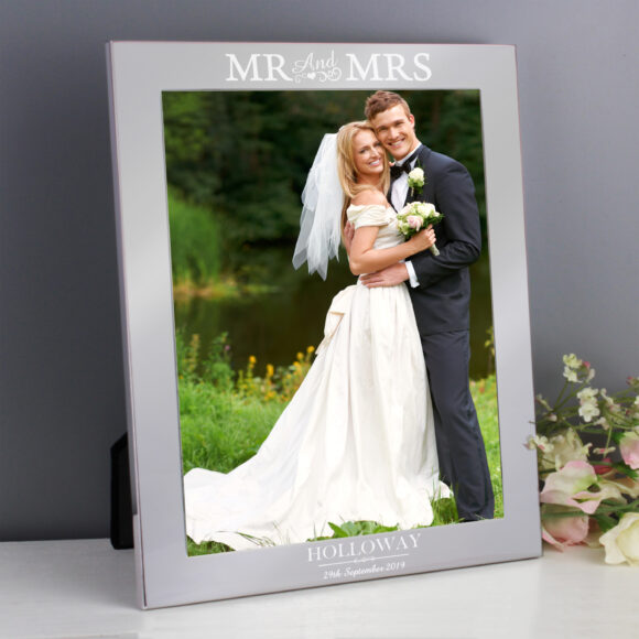 Personalised Mr & Mrs 10x8 Silver Photo Frame