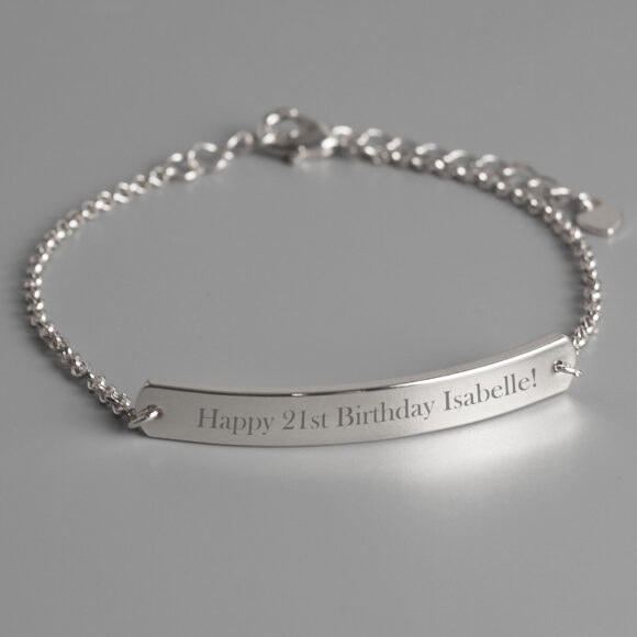 Personalised Silver Tone Bar Bracelet