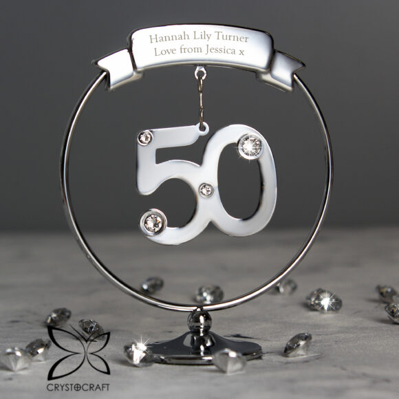 Personalised Crystocraft 50th Celebration Ornament