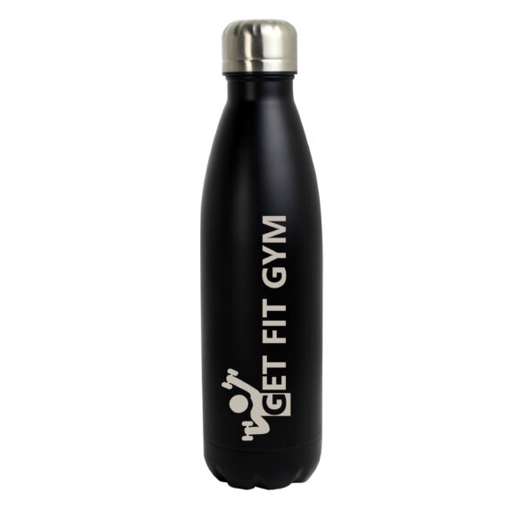 Bespoke Design Black Metal Insulated Drinks Bottle