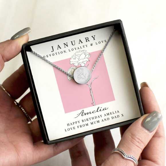 Personalised January Birth Flower Necklace and Box - Image 2