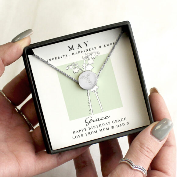 Personalised May Birth Flower Necklace and Box - Image 2