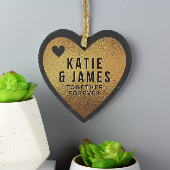 Personalised Gold Slate Heart Decoration