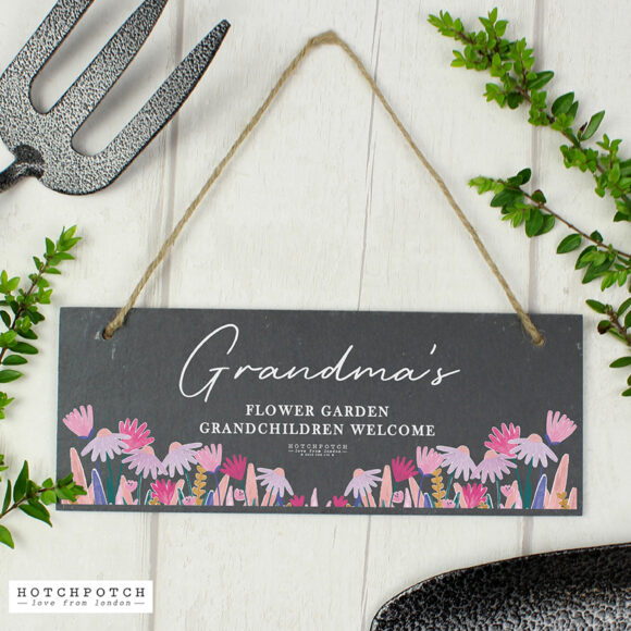 Personalised Hotchpotch Wild Flower Hanging Slate Plaque