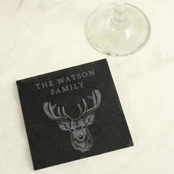 Personalised Stag Slate Coaster