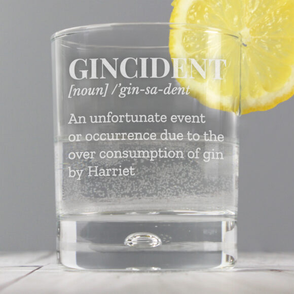 Personalised Gincident Tumbler Bubble Glass