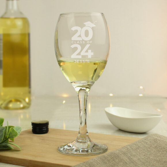 Personalised Class of Graduation Wine Glass