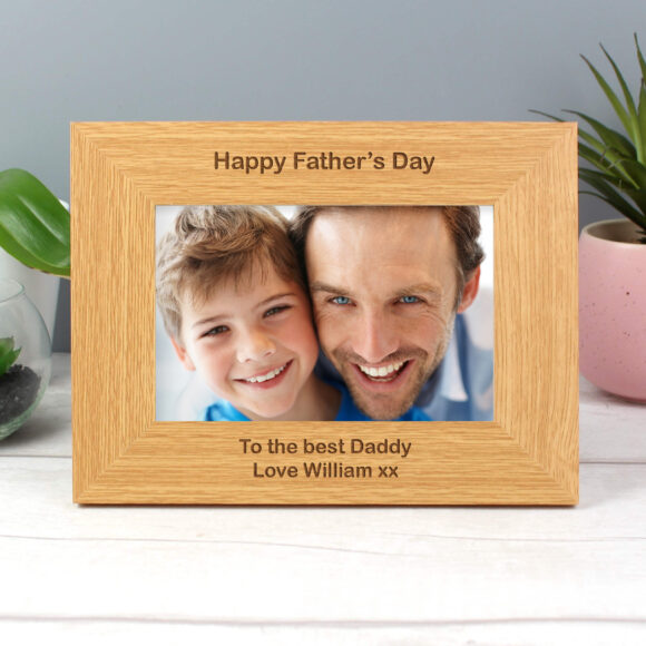 Personalised Short Message 6x4 Landscape Oak Finish Photo Frame