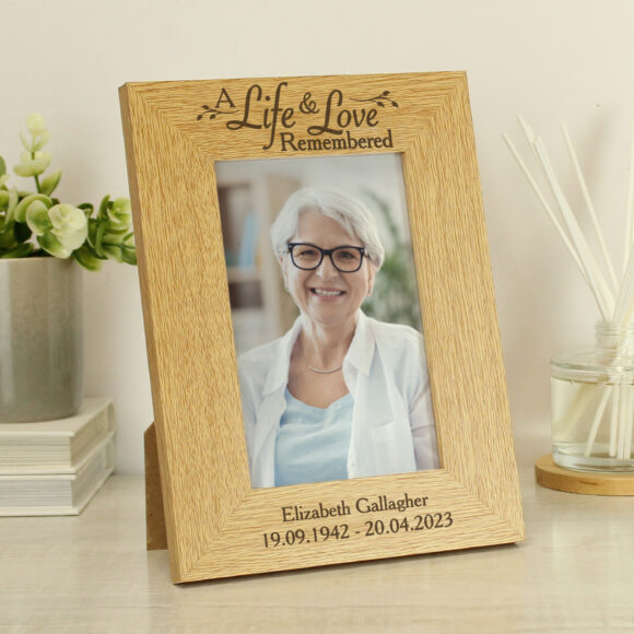 Personalised Life & Love 6x4 Oak Finish Photo Frame