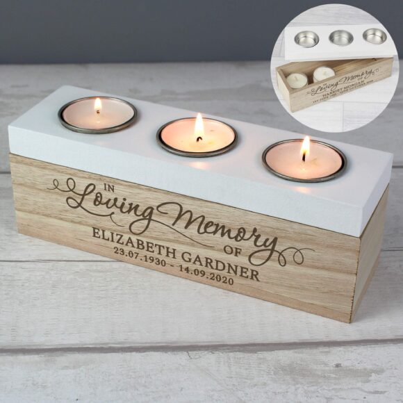 Personalised In Loving Memory Triple Tea Light Box