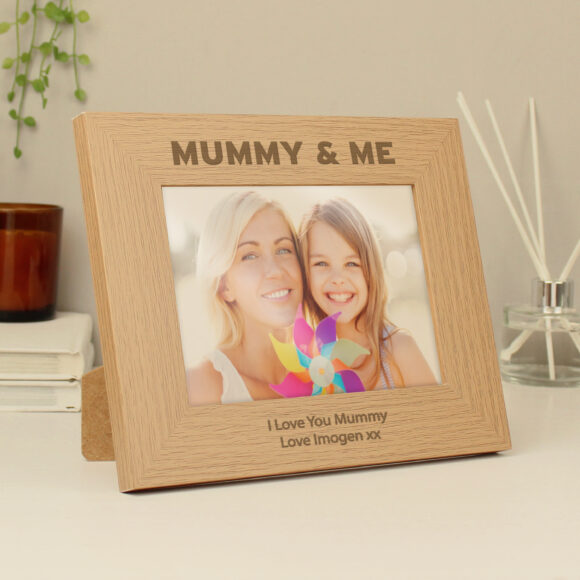 Personalised Mummy & Me 5x7 Landscape Oak Finish Photo Frame