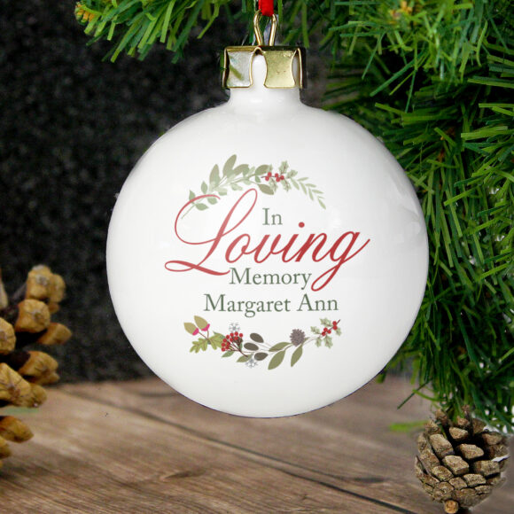 Personalised In Loving Memory Wreath Bauble