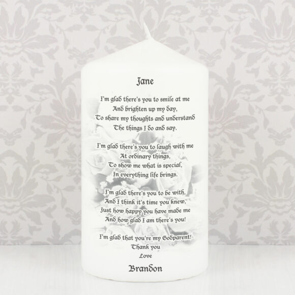 Personalised Godparent Pillar Candle