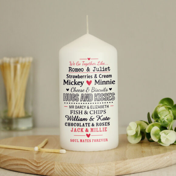 Personalised We Go Together Like.... Pillar Candle