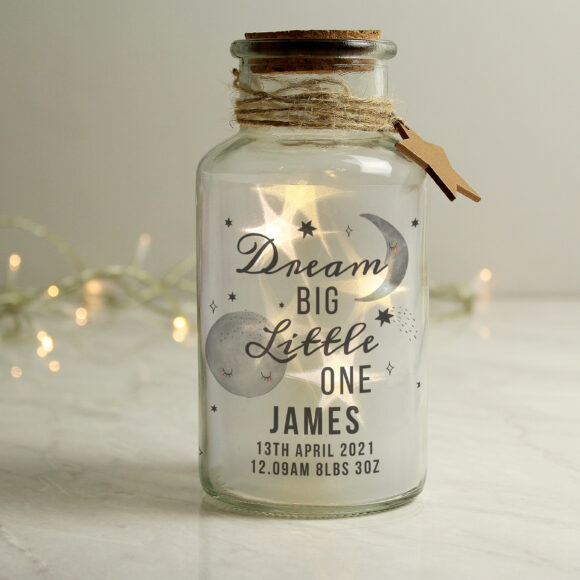 Personalised Dream Big LED Glass Jar