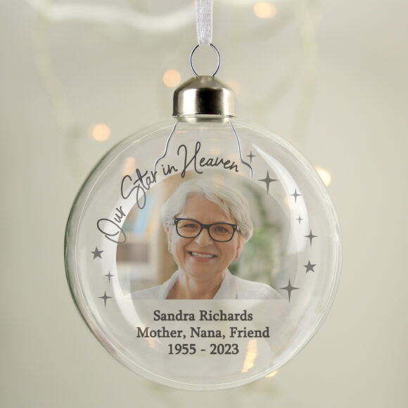 Personalised Photo Upload Memorial Glass Bauble