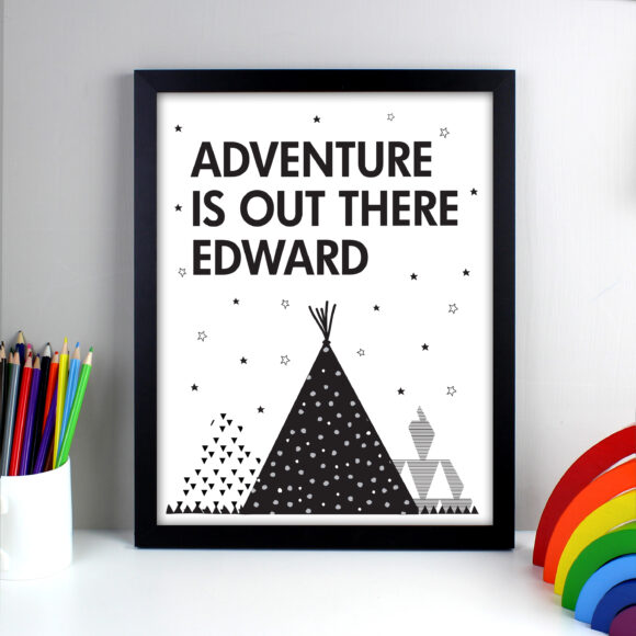 Personalised Adventure Is Out There Black Framed Print