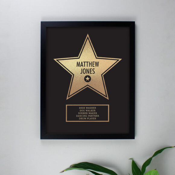 Personalised Star Award Black Framed Print