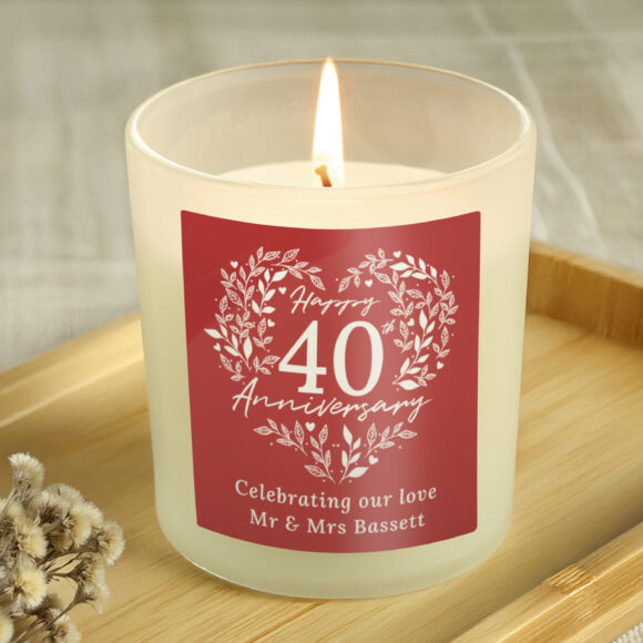 Personalised 40th Ruby Wedding Anniversary Candle Jar