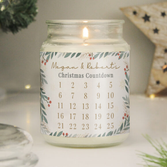 Personalised Countdown Christmas Large Candle Jar