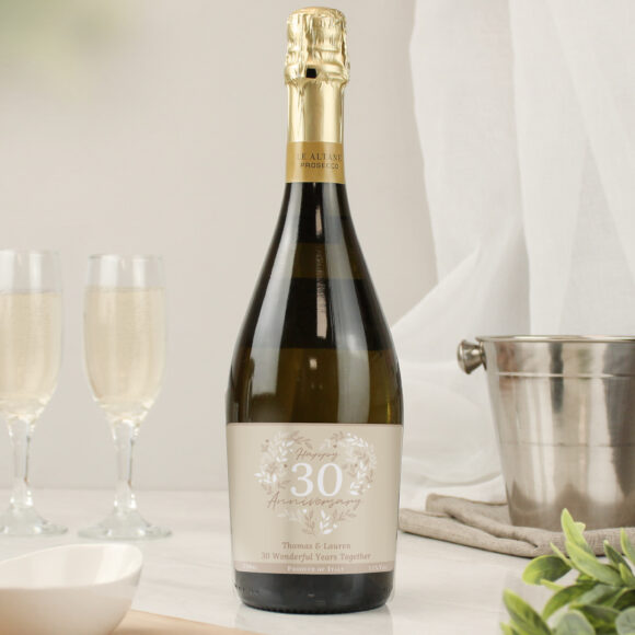 Personalised 30th Pearl Wedding Anniversary Prosecco