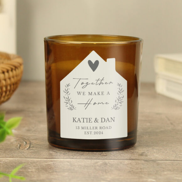 Personalised Home Amber Glass Candle - Image 2