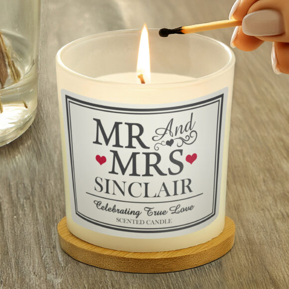 Personalised Mr & Mrs Scented Jar Candle