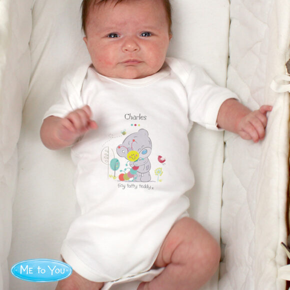 Personalised Tiny Tatty Teddy Cuddle Bug 0-3 Months Baby Vest