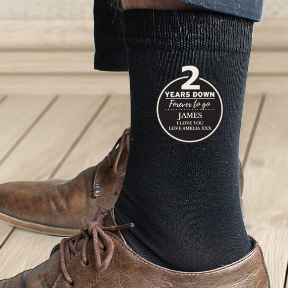 Personalised 2nd Anniversary Mens Socks