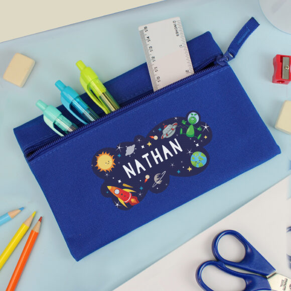 Personalised Space Blue Pencil Case - Image 2