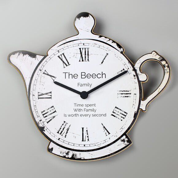 Personalised Teapot Shape Wooden Clock