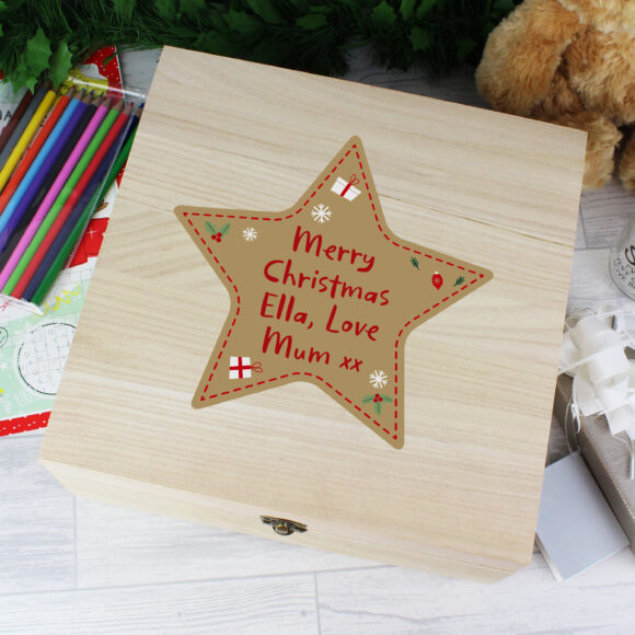 Personalised Christmas Large Wooden Keepsake Box