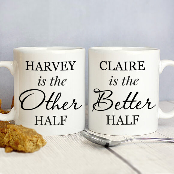 Personalised Other Half and Better Half Mug Set