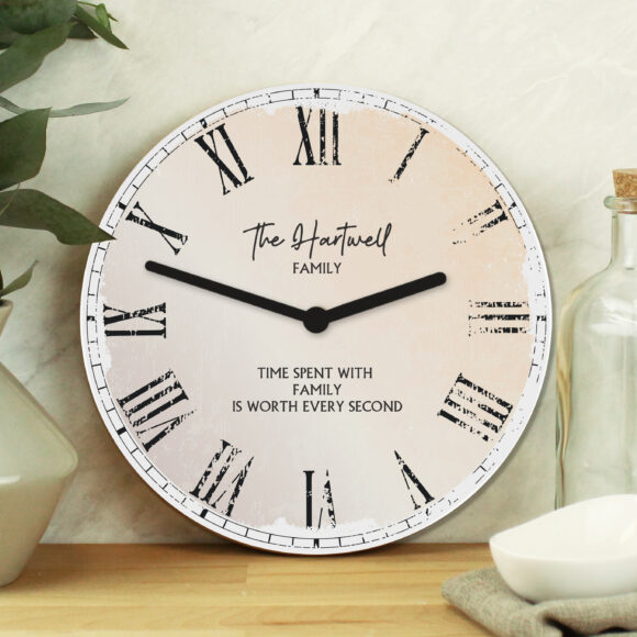 Personalised Rustic Large Wooden Clock