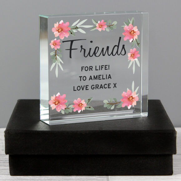 Personalised Floral Sentimental  Crystal Token