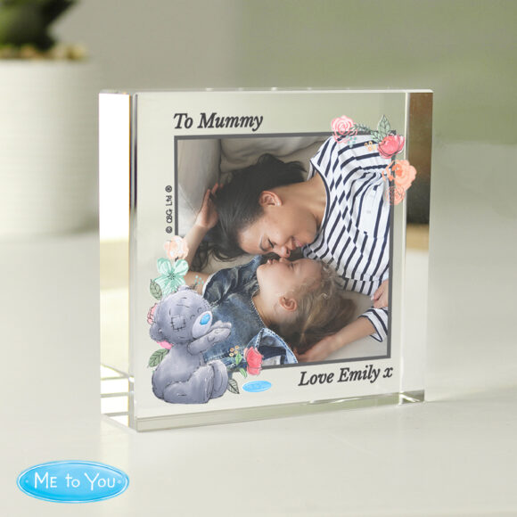 Personalised Me To You Floral Photo Upload Crystal Token