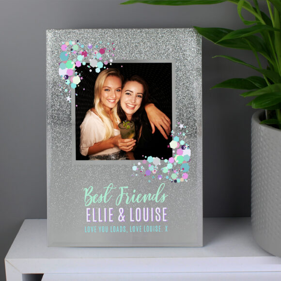 Personalised Festival Style 4x4 Glitter Glass Photo Frame