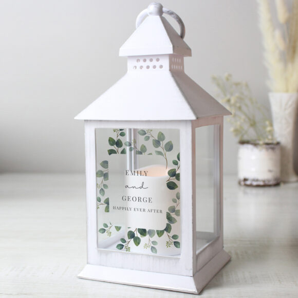 Personalised Botanical White Lantern