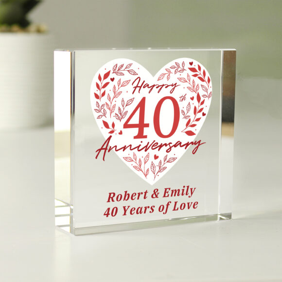 Personalised 40th Ruby Wedding Anniversary Crystal Token