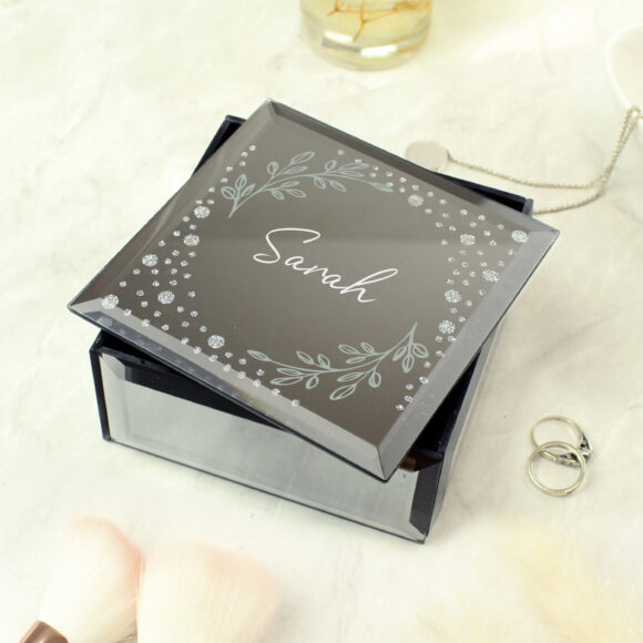 Personalised Botanical Diamante Mirrored Trinket Box - Image 2