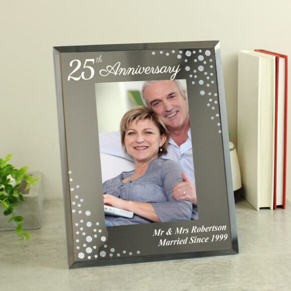 Personalised Anniversary 6x4 Diamante Glass Photo Frame