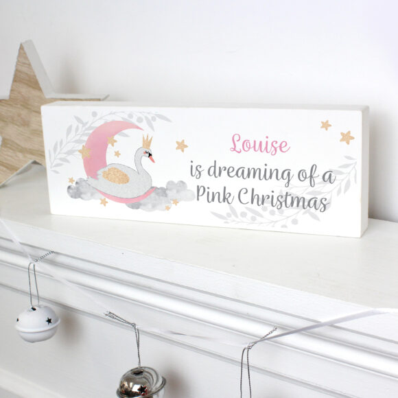 Personalised Swan Lake Wooden Mantel Decoration