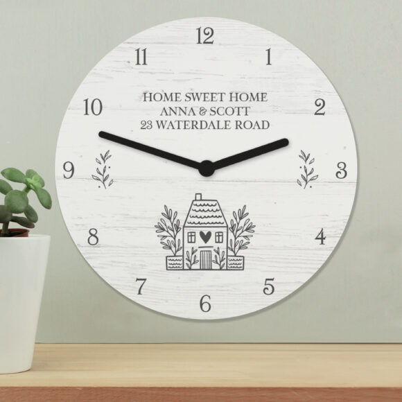 Personalised HOME Shabby Chic Wooden Clock